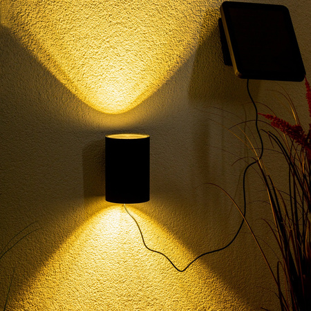 Kinkiet Lampa Solarna LED Ogrodowa Elewacyjna 3000K IP44 Góra Dół Czujnik Zmierzchu