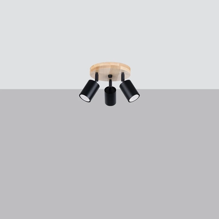 Lampa Sufitowa Oprawa Natynkowa SPOT TUBA Reflektor 3x GU10 Punktowa Ruchoma Plafon Tubularna Czarna Brązowa Skandynawska Verdo Sollux