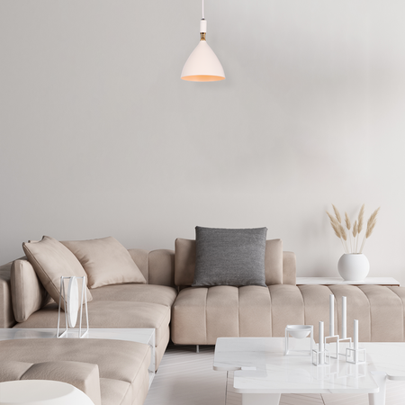 Lampa wisząca OTTO 1xE27 Klasyczna Biała Złote Wnętrze ML6159 Metal + Szkło