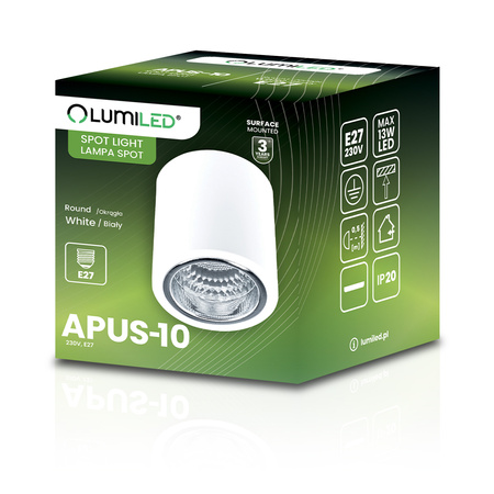 Oprawa Sufitowa Natynkowa Stała Okrągła APUS 10 Spot TUBA Biała E27