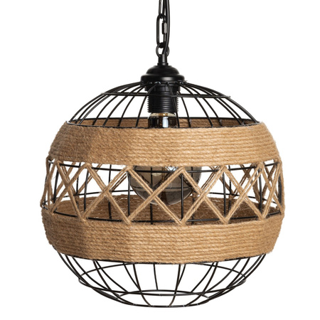 Lampa Wisząca Sufitowa BOHO Pleciona Jutowa SZNUR Kula do LED E27 Łańcuch
