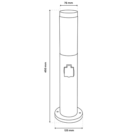 Lampa Ogrodowa Zewnętrzna E27 INOX SŁUPEK 45cm z Gniazdem 230V Lilium LUMILED