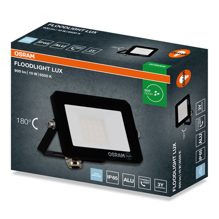 Naświetlacz LED Halogen Zewnętrzny Reflektor 10W 6500K 900lm IP65 FLOODLIGHT LUX OSRAM