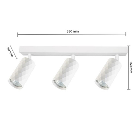 Lampa Sufitowa Spot Tuba Reflektor Oprawa Halogenowa 3x GU10 Ruchomy Biały Glamour Masterled