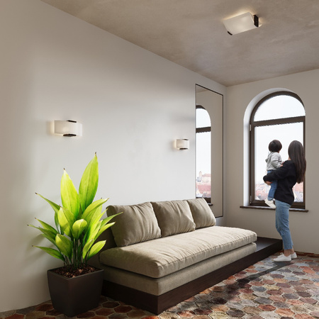 Lampa Sufitowa Kinkiet 2x E27 Prostokątna Brązowa Biała Nowoczesna Emilio Sollux