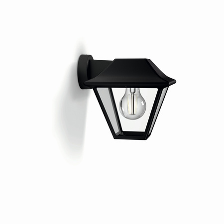 Kinkiet Ogrodowy Lampa Elewacyjna Zewnętrzna LATARNIA E27 IP44 Czarna Alpenglow Philips