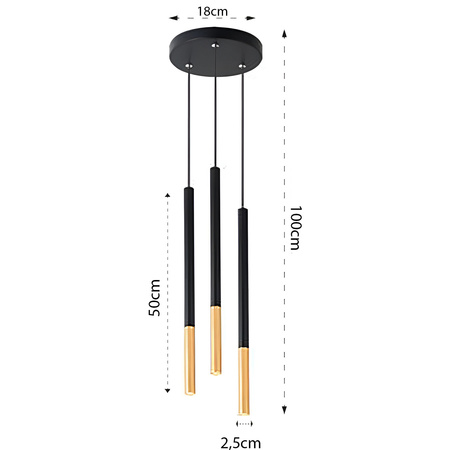Lampa Wisząca Sufitowa PIERO 3xG9 Regulowana Czarno-Złota Okrągła MASTERLED