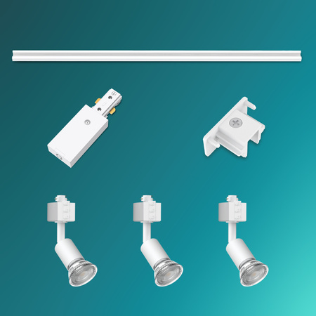 Zestaw Szynowy Lampa Sufitowa Szynoprzewód 1m + 3x Reflektor Szynowy LED GU10 Jednofazowy Biały EasyLink Tobia Philips