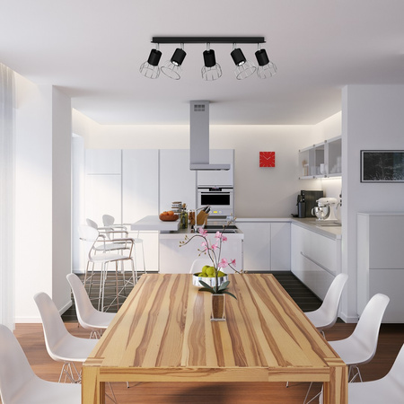 Lampa Sufitowa DANTE Czarna Srebrna 5x mini GU10 Milagro