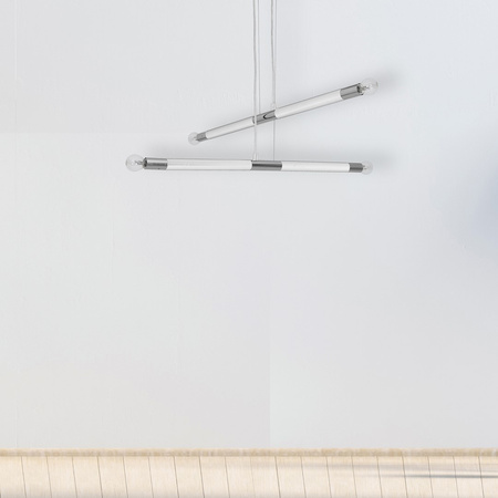 Lampa wisząca BASTONE 4xE14 Prosta Forma Minimalistyczna Biała Chrom MLP6567 Milagro Metal