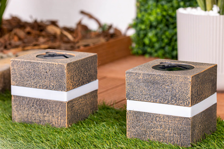 Lampa Solarna LED Zewnętrzna Ogrodowa Stojąca Kamień 3000K IP44 12cm Czujnik Zmierzchu