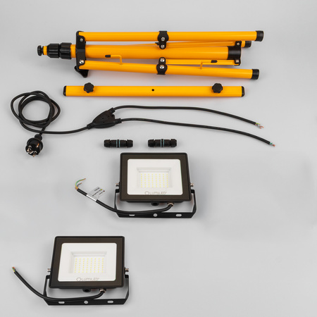 Naświetlacz LED ZUNA2 Halogen Lampa 2x 50W 6500K na Statywie + Przewód + Złącze Hermetyczne LUMILED