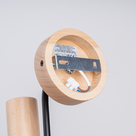 Lampa Ścienna Kinkiet 1x E27 Naturalne Drewno Czarna Timbo Peach Puff SL.1668 Sollux