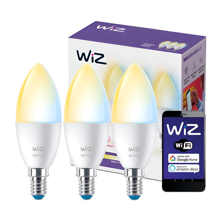 3x Żarówka LED E14 C37 4,9W = 40W 2200-6500K SMART WiFi WiZ