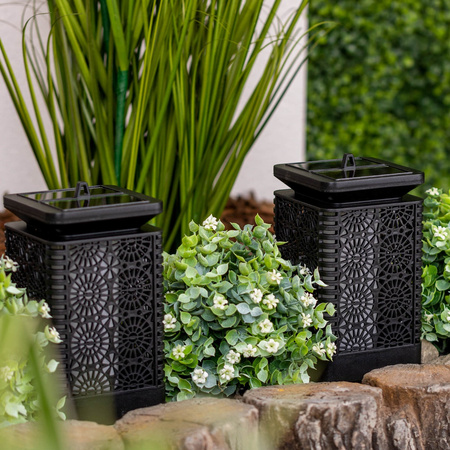 Lampion Ogrodowa LED Solarna Dekoracyjna Płomień Kwadrat 17cm