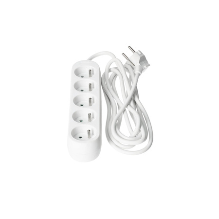 Przedłużacz Sieciowy Wtyk 5x Gniazdo z Uziemieniem Listwa Zasilająca 3m Biały Linea Kobi