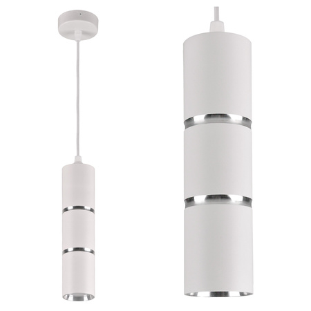 Lampa Sufitowa Wisząca Zwis GU10 Biała Srebrna BAMBOO Sanico Goldlux