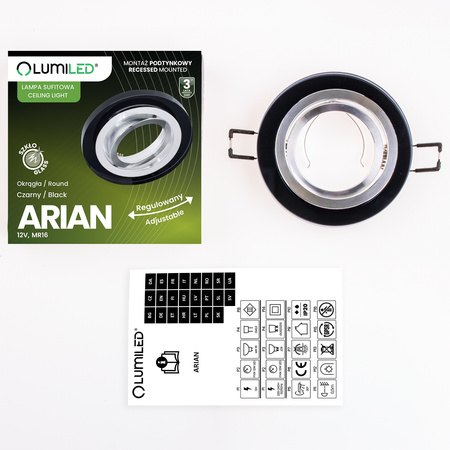 Oprawa Halogenowa Podtynkowa Lampa Sufitowa Szklana Okrągła Ruchoma GU10 ARIAN LUMILED