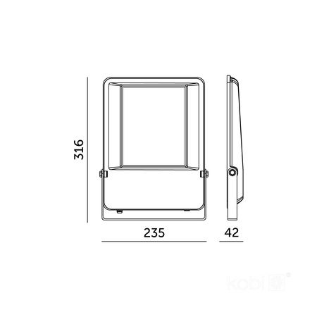 Naświetlacz LED Zewnętrzny Ogrodowy 100W 13000lm 4000K Neutralny 120° IP65 IK06 Czarny Seul Kobi
