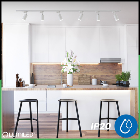 Zestaw Szyna Oświetleniowa Szynoprzewód 2m + 6x Reflektor Szynowy SAGI GU10 Biały LUMILED