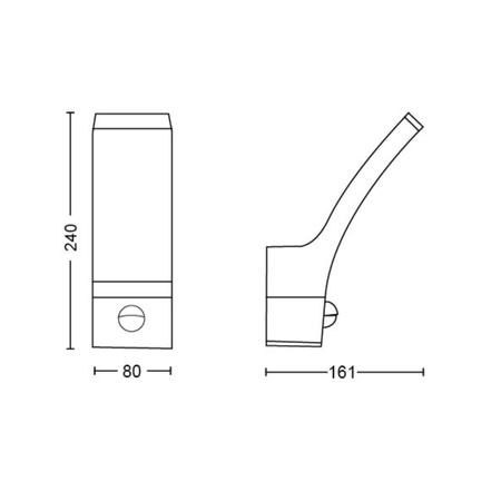 Kinkiet Ogrodowy Lampa Elewacyjna Zewnętrzna LED 12W 1100lm 2700K IP44 z Czujnikiem Ruchu i Zmierzchu Antracyt Splay Philips
