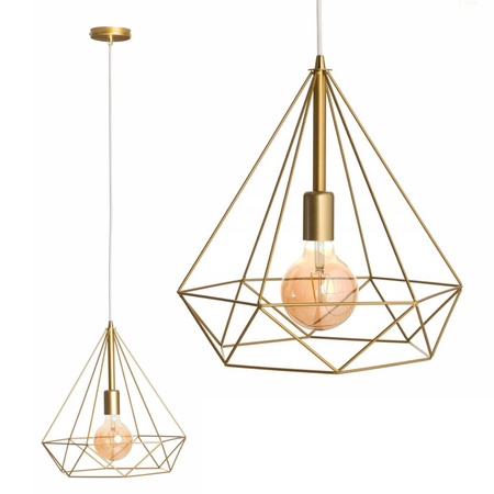 Lampa Wisząca Sufitowa Geometryczna Złota LOFT DIAMENT 1xE27 Druciana GOLD Duża