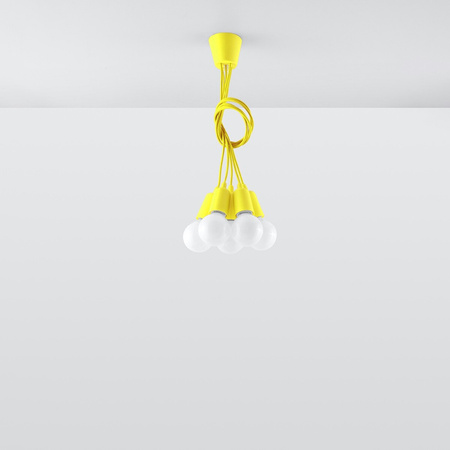 Lampa Sufitowa Wisząca Zwis 5x E27 Nieregularna Żółta Nowoczesna Diego Sollux