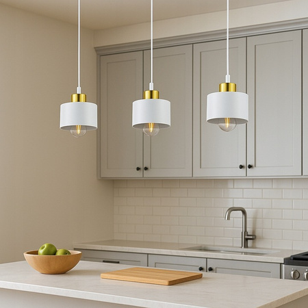 Lampa Sufitowa Oprawa Wisząca Zwis E27 Biała Złota Elza Masterled