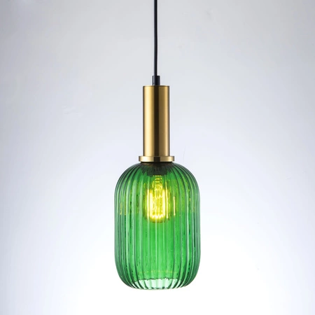 Lampa Sufitowa Wisząca Zwis Dekoracyjna E27 Zielony Złota Suffolk Sanico Goldlux