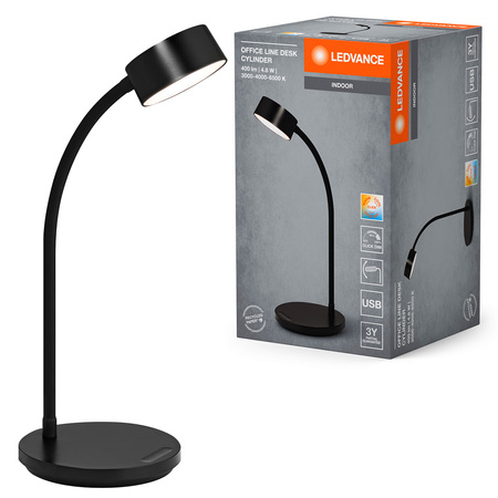 Lampa Stołowa Biurkowa LED 4.8W 221lm CCT Ściemnialna Czarny Office Line Ledvance