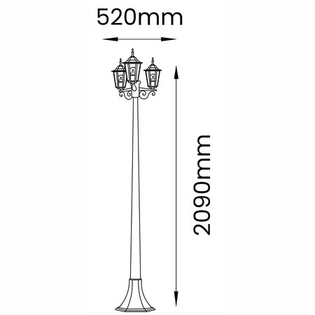 Lampa Ogrodowa Zewnętrzna 3xE27 SŁUPEK LATARNIA 2m Patyna BELLIS LUMILED