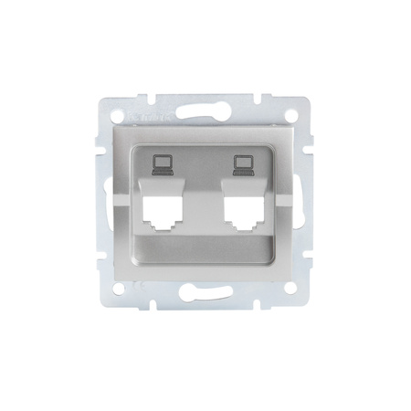 Adapter Gniazda RJ45 Internetowe Kwadratowe Srebrne LOGI Kanlux