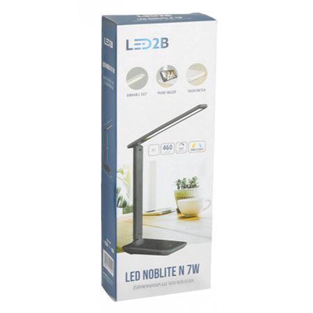 Lampka Biurkowa Stołowa LED 7W 460lm CCT 120° Czarna Noblite Kobi