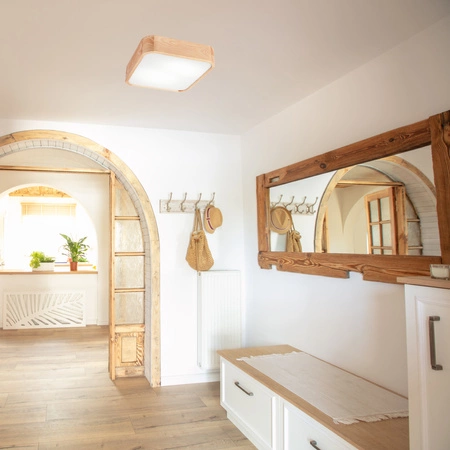 Plafon LED Lampa Sufitowa GASPAR 2xE27 Kwadratowa Drewniana LD-PD-11.1 Lamkur