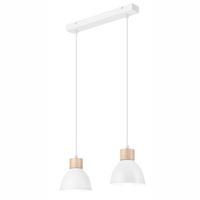 Lampa Wisząca Sufitowa NICO 2xE27 Biała Drewniana LM-2.143 Lamkur