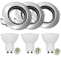 Zestaw 3x Oprawa halogenowa ruchoma GOLDLUX (Polux) okrągła nikiel + żarówka LED GU10 3,5W