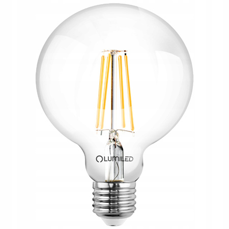 Zestaw 3x Żarówka LED E27 G95 8W = 75W 4000K Neutralna Globe Filament LUMILED