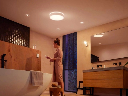 Plafon LED Lampa Sufitowa Natynkowa 33.5W 4300lm IP44 White Ambiance TW Biała 42.5cm Inteligentna SMART Zigbee Bluetooth Devere Philips HUE