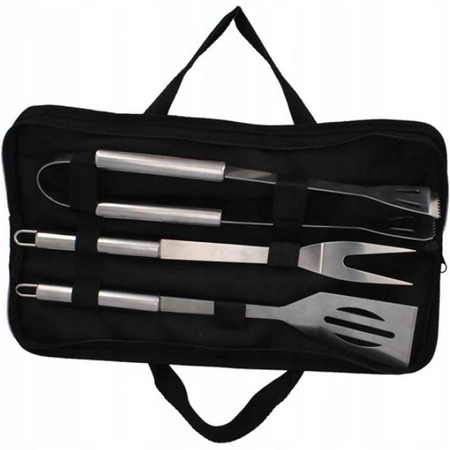 Zestaw 3x Akcesoria Grillowe Łopatka Szczypce Widelec + Etui