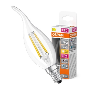 Żarówka LED BA35 Świeczka E14 3.4W = 40W 470lm 2700K Ciepła CRI90 300° Filament Ściemnialna SUPERSTAR PLUS CLASSIC Osram