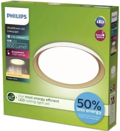 Lampa Sufitowa Plafon LED 10W 1950lm 4000K SceneSwitch Biała Pebblo Ultra Efficient Philips