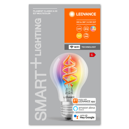Żarówka LED E27 4.5W = 30W 300lm Ściemnialna SMART+ WiFi Filament Classic Ledvance