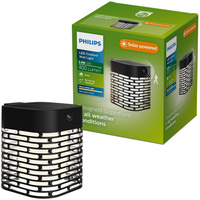 Kinkiet Ogrodowy Lampa Zewnętrzna Elewacyjna Solarny 3.8W 400lm 2700K Ciepła IP44 Czarna z Czujnikiem Ruchu Hara Philips