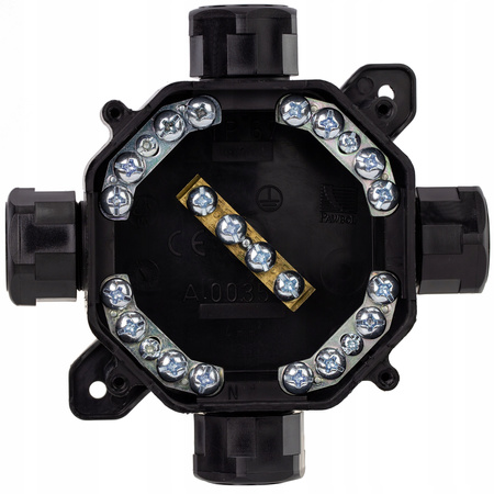 Puszka Instalacyjna Natynkowa Hermetyczna PG16 75x75x33mm Rozgałęźna z Dławikami Czarna PAWBOL