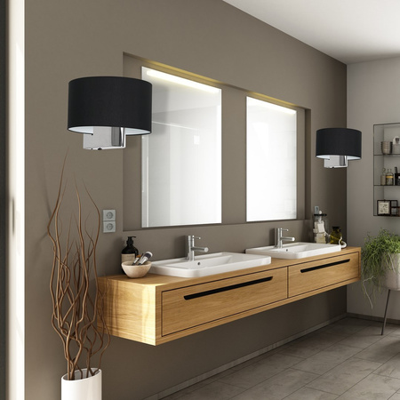 Lampa Ścienna Kinkiet CASINO Czarna Chrom 1xE27 Milagro