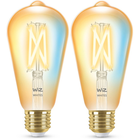 2x Żarówka LED E27 Edison ST64 7W = 50W 640lm 2000-5000K TW FILAMENT Bursztynowa Inteligentna SMART WiFi Bluetooth Aplikacja WiZ