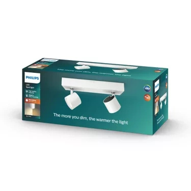 Lampa Sufitowa Reflektor LED 9W 1000lm 2200-2700K Ściemnialna WarmGlow Biała Star Philips