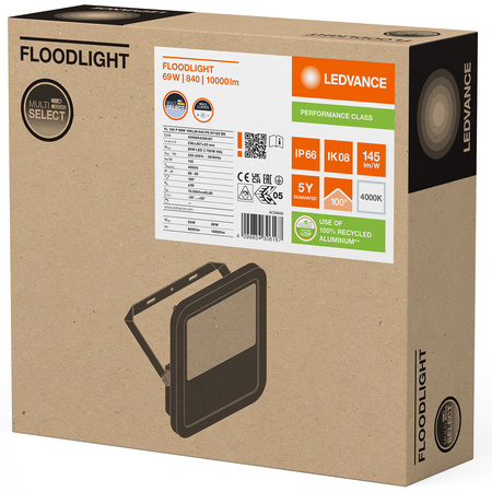 Naświetlacz LED Reflektor Zewnętrzny Lampa 69W 10000lm 4000K IP66 Czarny Floodlight Ledvance