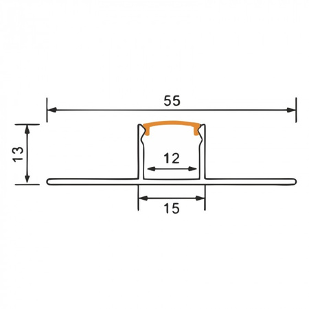 Profil Aluminiowy LED do Płyt GK Gipsowych REGIPS Podpłytkowy do Glazury Biały 1m z Kloszem Mroźnym do Taśm LED + Zaślepki seria GN Ecolight