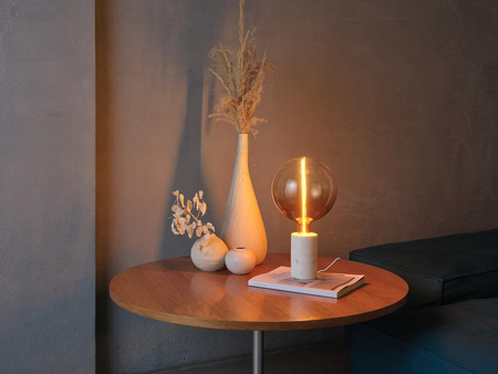 Lampa Stołowa Dekoracyjna Oprawa Oświetleniowa E27 Biała Ściemnialna Decor Marble Base Table Dim Osram